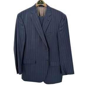 Jack Victor Two Piece Navy/Gray Striped Suit In Wool Blend